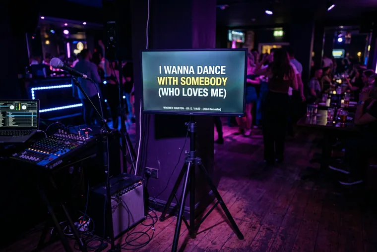 32” premium textskärm – tillval för karaoke i Stockholm & Tyresö