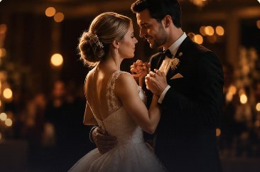 Brudpar dansar första dansen